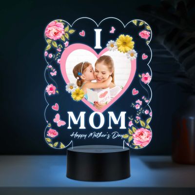 Personalized I Love Mom UV Print Photo Multicolor LED Night Lamp Mothers Day Gift Light